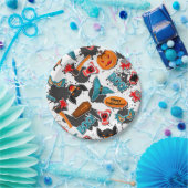 Retro Comic Book Halloween Papieren Bordje (Feest)