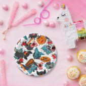 Retro Comic Book Halloween Papieren Bordje (Feest)