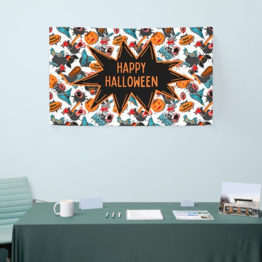 Retro Comic Book Halloween Spandoek (Beurs)