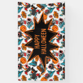 Retro Comic Book Halloween Spandoek (Verticaal)