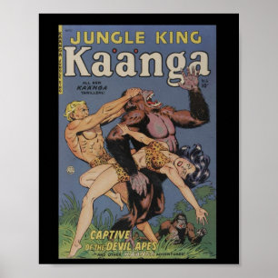 Retro Comic Book Hoesje Oerwoud Ape Pin Up Poster
