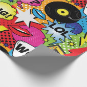 Retro Comic Book Pop Kunstkinderen van 12 septembe Cadeaupapier (Hoek)