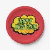 Retro Comic Book Style Happy New Year Paper Bord (Voorkant)