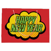 Retro Comic Book Style Happy Nieuwjaar Groot Cadeauzakje (Achterkant)