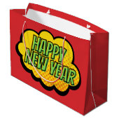 Retro Comic Book Style Happy Nieuwjaar Groot Cadeauzakje (Achterkant Gekanteld)