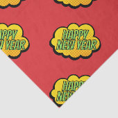 Retro Comic Book Style Happy Nieuwjaar Tissuepapier (Detail)