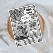 Retro Comic Book Superheld Zwart & Wit Bruiloft Kaart