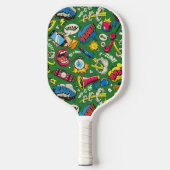Retro Comic Chaos Pickleball Paddle (Voorkant)