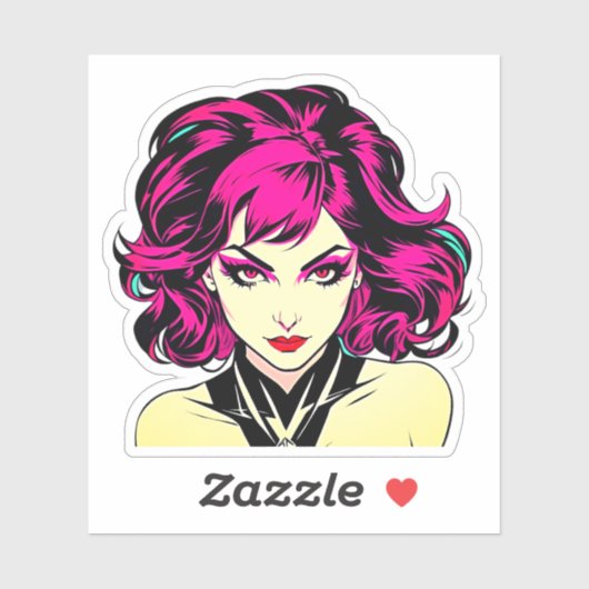 Retro Comic Charm - Bright Pop Art Girl Sticker (Vel)