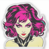 Retro Comic Charm - Bright Pop Art Girl Sticker (Voorkant)