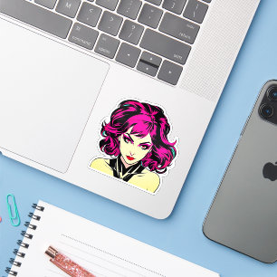 Retro Comic Charm - Bright Pop Art Girl Sticker