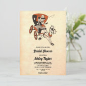 Retro Comic Couple Stijlvol Vrijgezellenfeest Kaart (Staand voorkant)