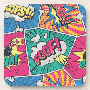 Retro Comic Explosie - Levendige Pop Art Bier Onderzetter