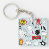 Retro Comic Explosie Pop Art Sleutelhanger (Voorkant)