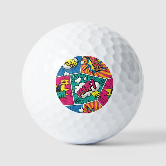 Retro Comic Explosion - Kleurrijke Pop Art Design Golfballen (Voorkant)
