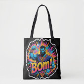 Retro comic explosion muscular superhero.BOM!Power Tote Bag (Voorkant)