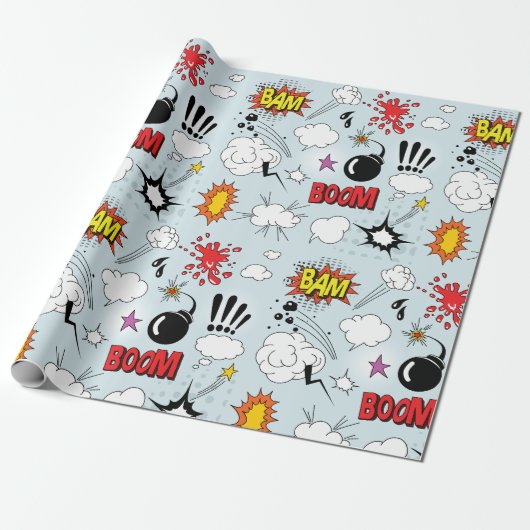 Retro Comic Explosion Pop Art Cadeaupapier (Uitgerold)