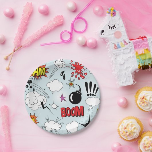 Retro Comic Explosion Pop Art Papieren Bordje (Feest)