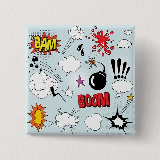 Retro Comic Explosion Pop Art Vierkante Button 5,1 Cm (Voorkant)