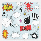 Retro Comic Explosion Pop Art Vierkante Sticker (Voorkant)