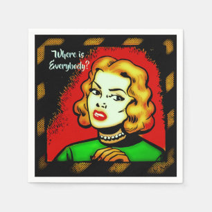 Retro Comic Girl - Waar is iedereen ? Servet