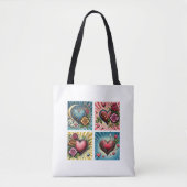 Retro Comic Hearts  Pop Art Style Tote Bag (Voorkant)