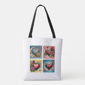 Retro Comic Hearts Pop Art Style Tote Bag (Achterkant)