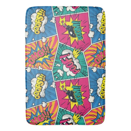 Retro Comic Kleurrijke Pop Art Pattern Badmat (Voorkant Verticaal)