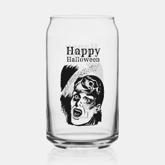 Retro Comic Man Scream Custom Text Halloween Blikvorm Glas