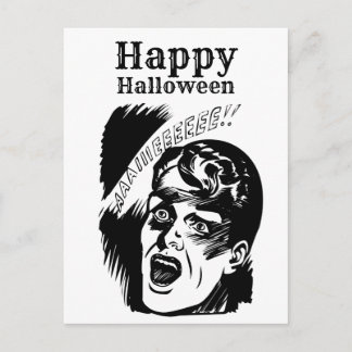 Retro Comic Man Scream Custom Text Halloween Briefkaart