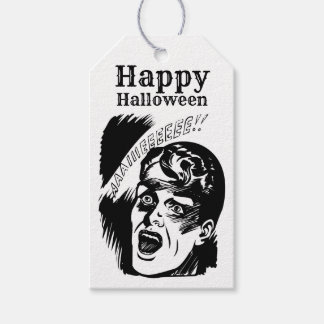 Retro Comic Man Scream Custom Text Halloween Cadeaulabel