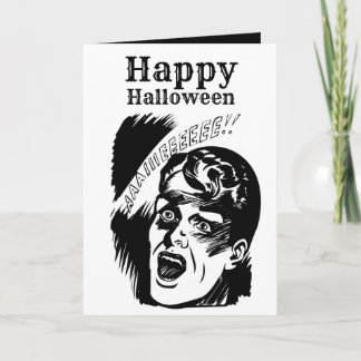 Retro Comic Man Scream Custom Text Halloween Kaart