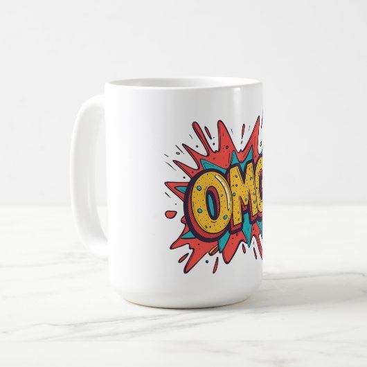 Retro Comic “OMG!” Pop Art Coffee Mug Koffiemok (Voorkant links)