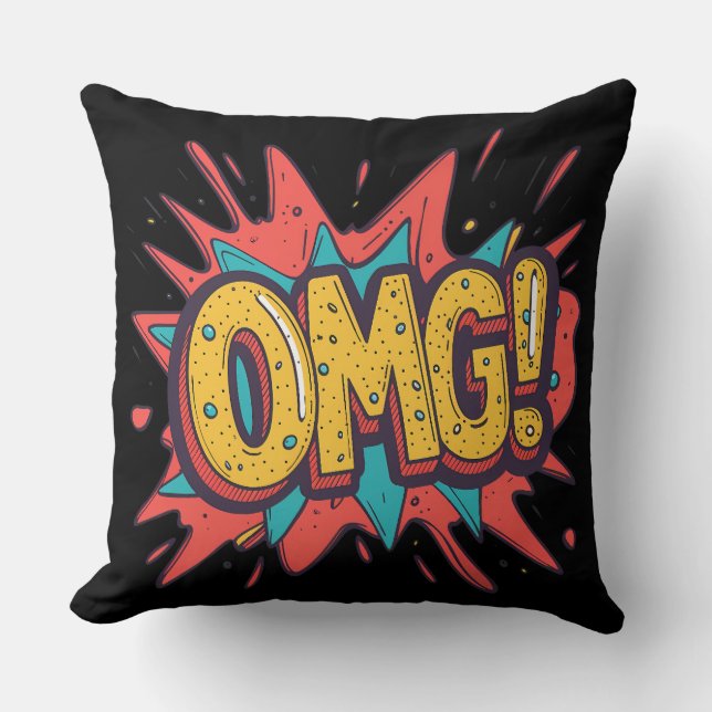 Retro Comic “OMG!” Pop Art Sierkussen (Voorkant)