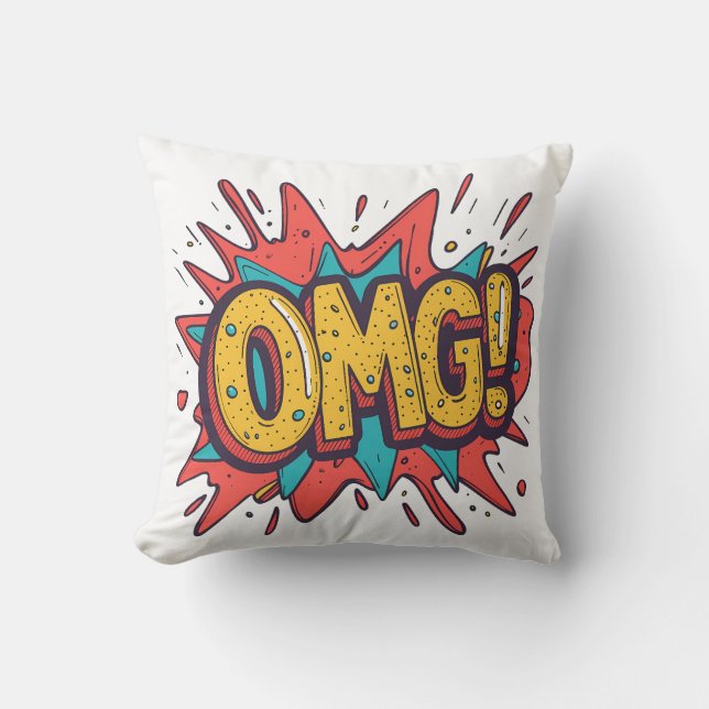Retro Comic “OMG!” Pop Art Sierkussen (Voorkant)