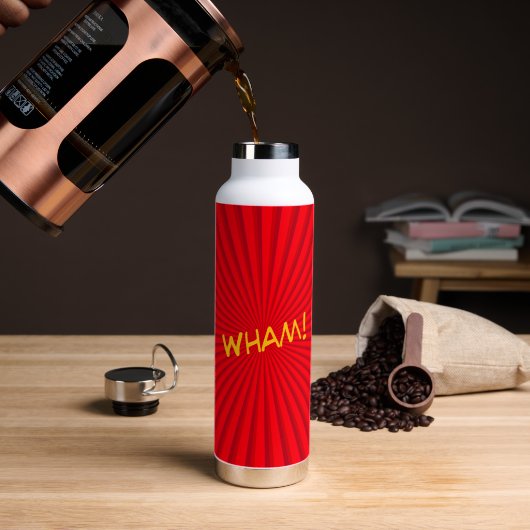 Retro Comic Pop Art Aangepaste Naam Waterfles (Koffie (Gedraaid) )