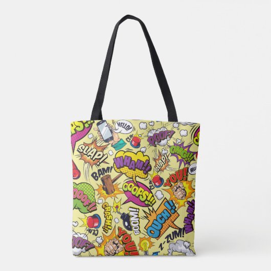 Retro Comic Pop Art Canvas tas: Draag plezier over Tote Bag (Achterkant)