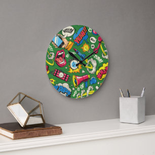 Retro Comic Pop Art Explosie Groene Wandklok