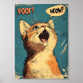 Retro Comic Pop Art Miauw Gember Kitten Kat Kunstw Poster