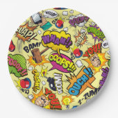 Retro Comic Pop Art Paper Borden Papieren Bordje (Voorkant)