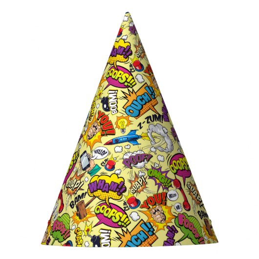 Retro Comic Pop Art Party Pet Feesthoedjes (Voorkant)