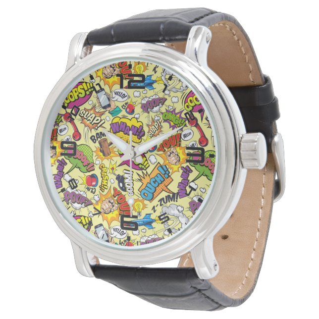Retro Comic Pop Art Watch – vet uurwerk Horloge (Gekanteld)