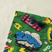 Retro Comic Pop Kunst Kleurrijk Patroon Strandlaken (In situ)