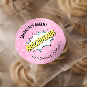 Retro Comic Pop Kunst Nostalgische Roze Bakkerij C Ronde Sticker