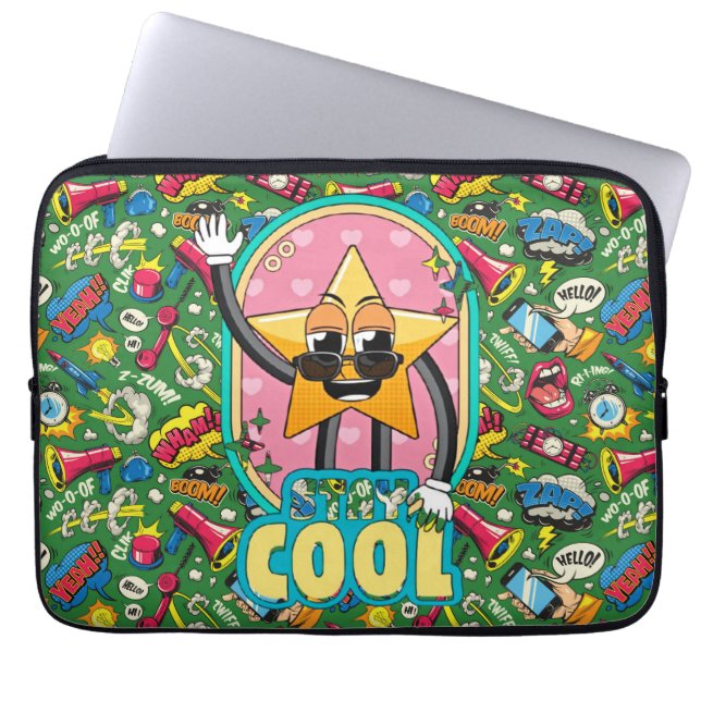 Retro Comic Pop Star Laptophoes Laptop Sleeve (Voorkant)