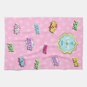 Retro Comic Roze Pop Kunst Fun Baking Pastry Chef Theedoek (Horizontaal)