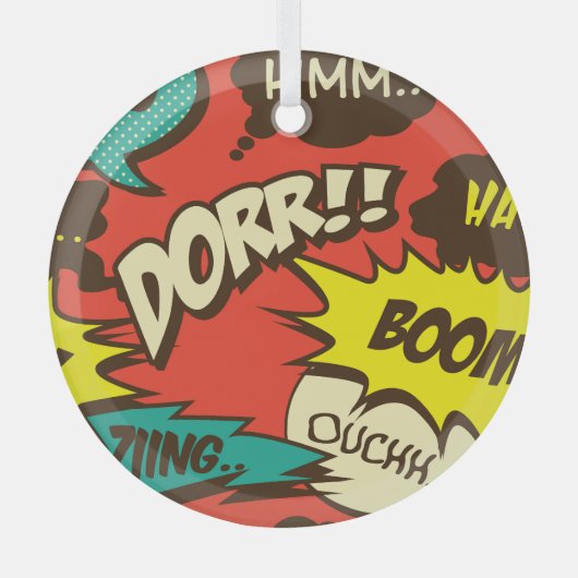 Retro Comic Shout: naadloos patroon. Glas Ornament (Voorkant)