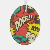 Retro Comic Shout: naadloos patroon. Glas Ornament (Voorkant Rechts)