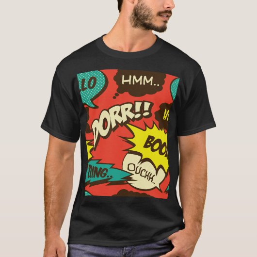 Retro Comic Shout: naadloos patroon. T-shirt (Voorkant)
