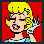 Retro Comic Strip Beauty Poster<br><div class="desc">Yowza. Dit Retro Comic Strip Beauty-Poster is voorzien van een prachtig blond meisje met roze lippen en donkere zweepjes op een rode achtergrond. Eén handschoen is zichtbaar als ze haar gele haar weggooit zoals haar flirt. Zie je in de grappige papieren!</div>